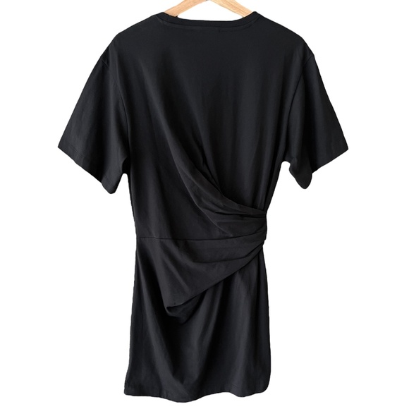 NWT FRAME Draped Knit Short Sleeve Mini Dress in Black Size XS - Picture 9 of 12